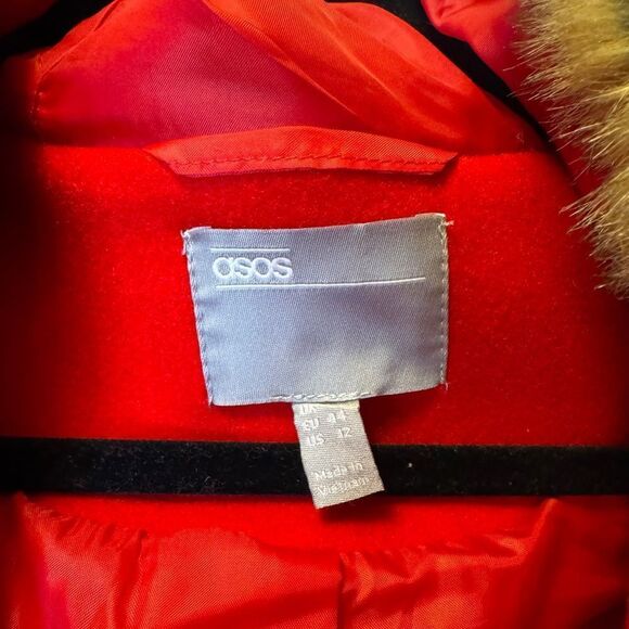 ASOS Hooded Chateau Parka Red Women’s Size 12 - Picture 4 of 5